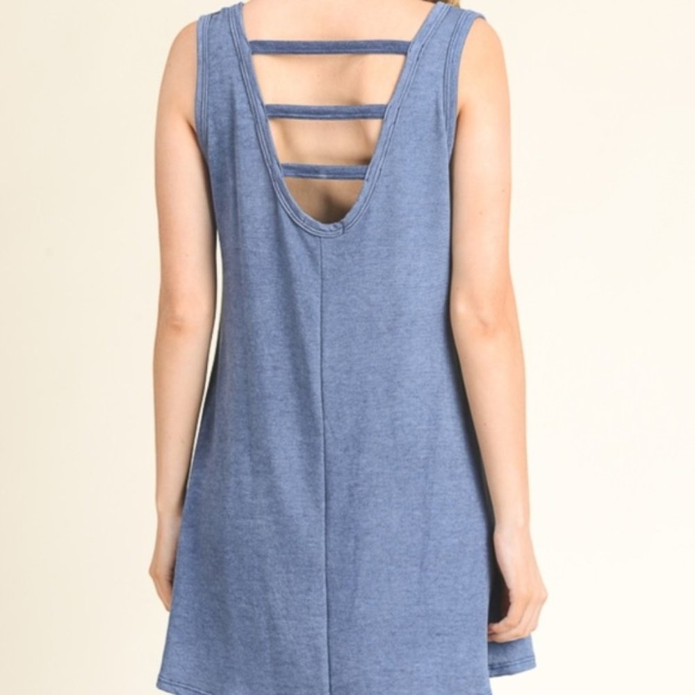 Blue Ladder Back Mini Dress - Picture 2 of 8